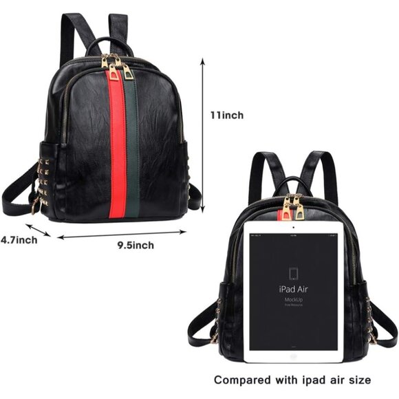 Women's Small Black Pu Leather Mini Backpack Purse Cute Fashion Shoulder Bag - Picture 6 of 7